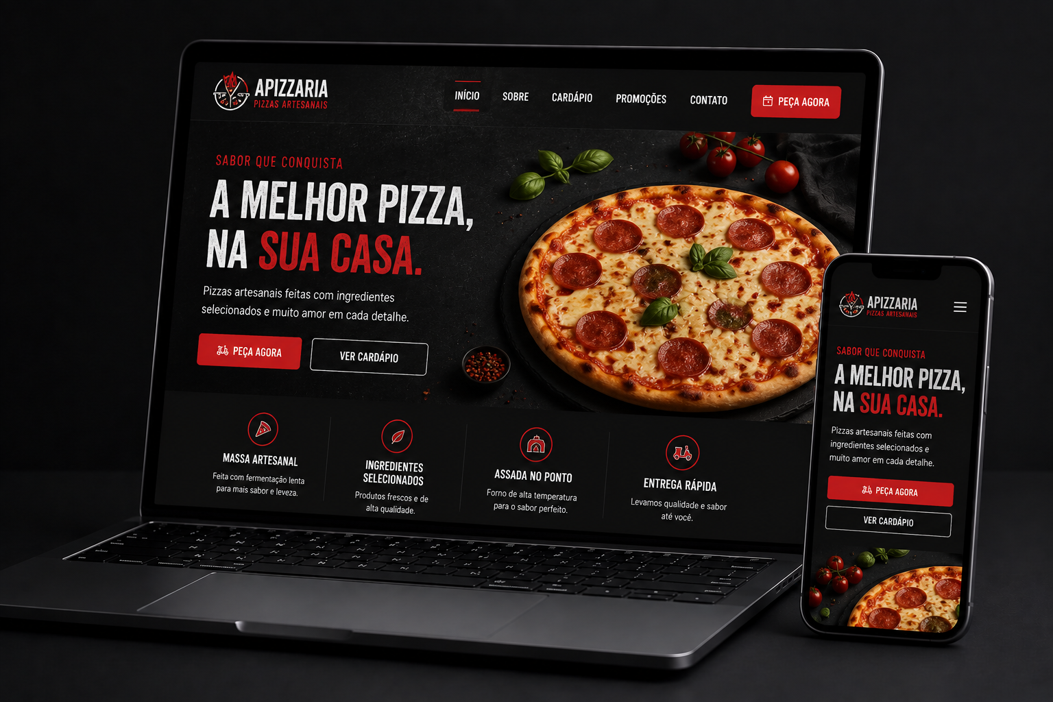Site desenvolvido pela LM Web Sites para Apizzaria