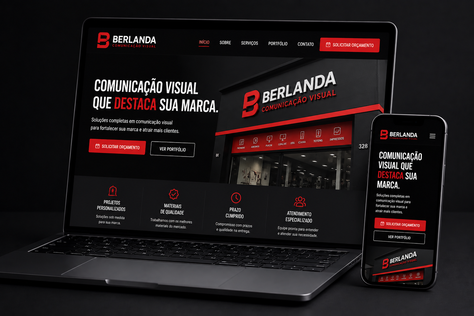 Site desenvolvido pela LM Web Sites para Berlanda Comunicação Visual